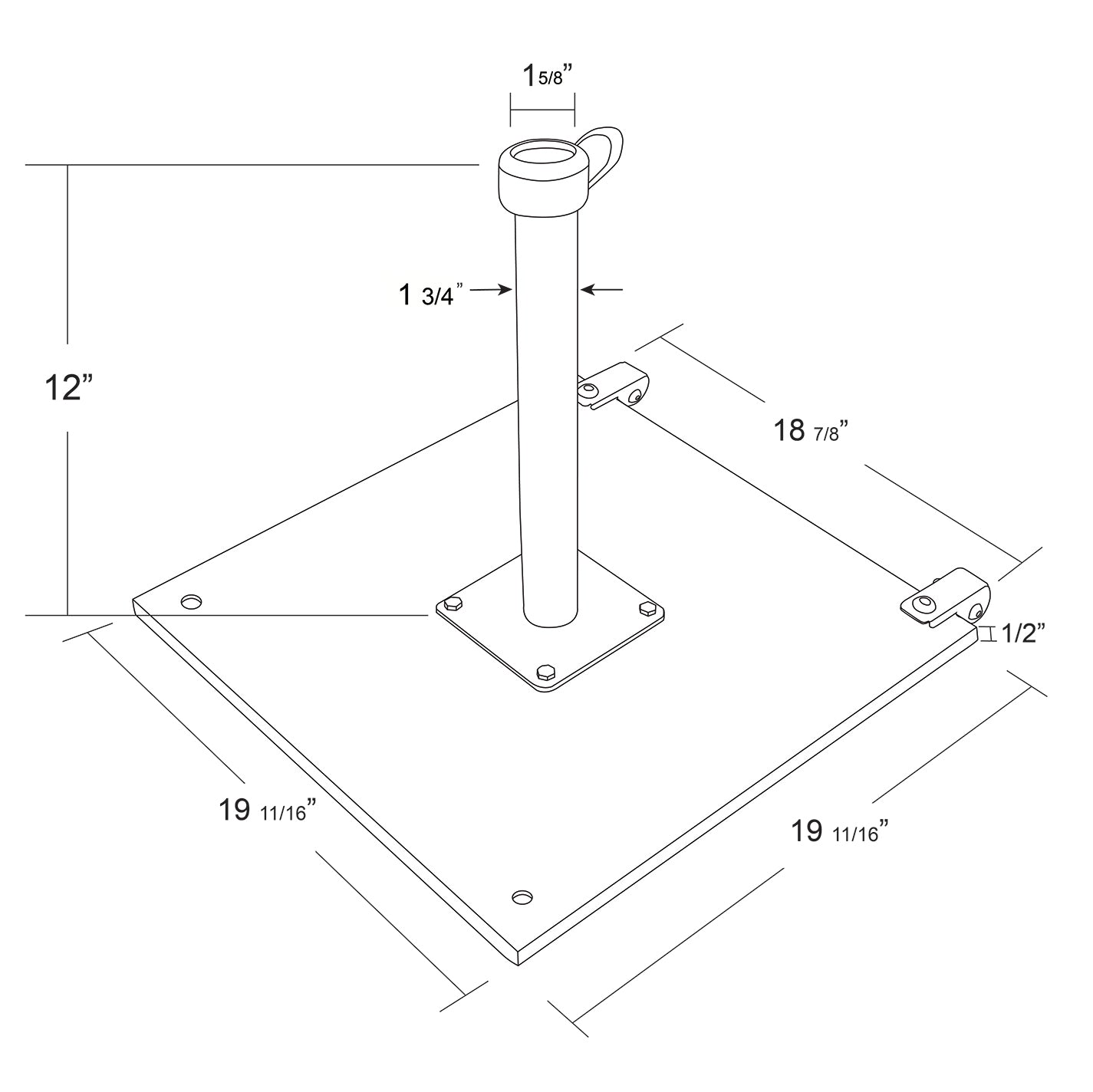 75 lb. Premium Galvanized Steel Commercial Umbrella Base With Casters