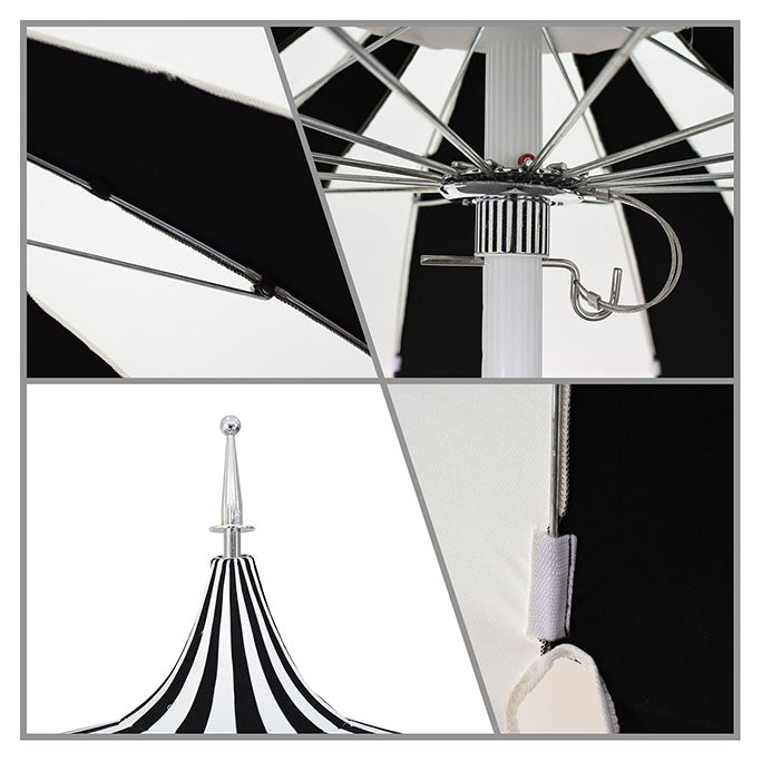 8.5' Commercial Aluminum & Fiberglass Pagoda Patio Umbrella With Sunbrella Fabric