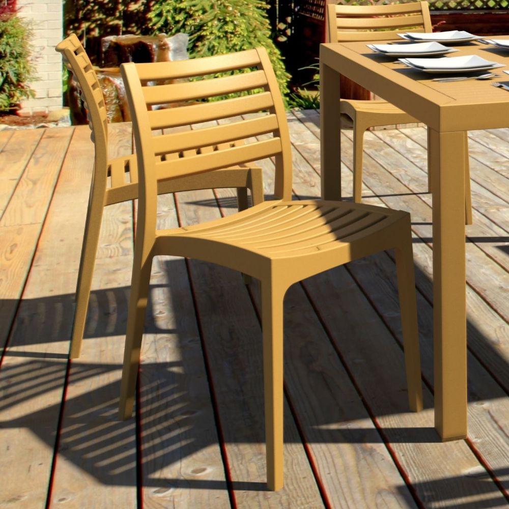 Commercial Resin Dining Chair Teak Brown