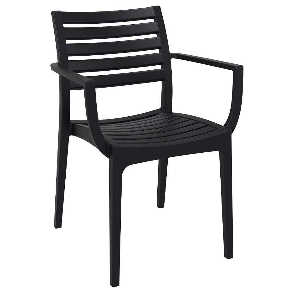 Commercial Resin Dining Arm Chair Black (2 Chairs)