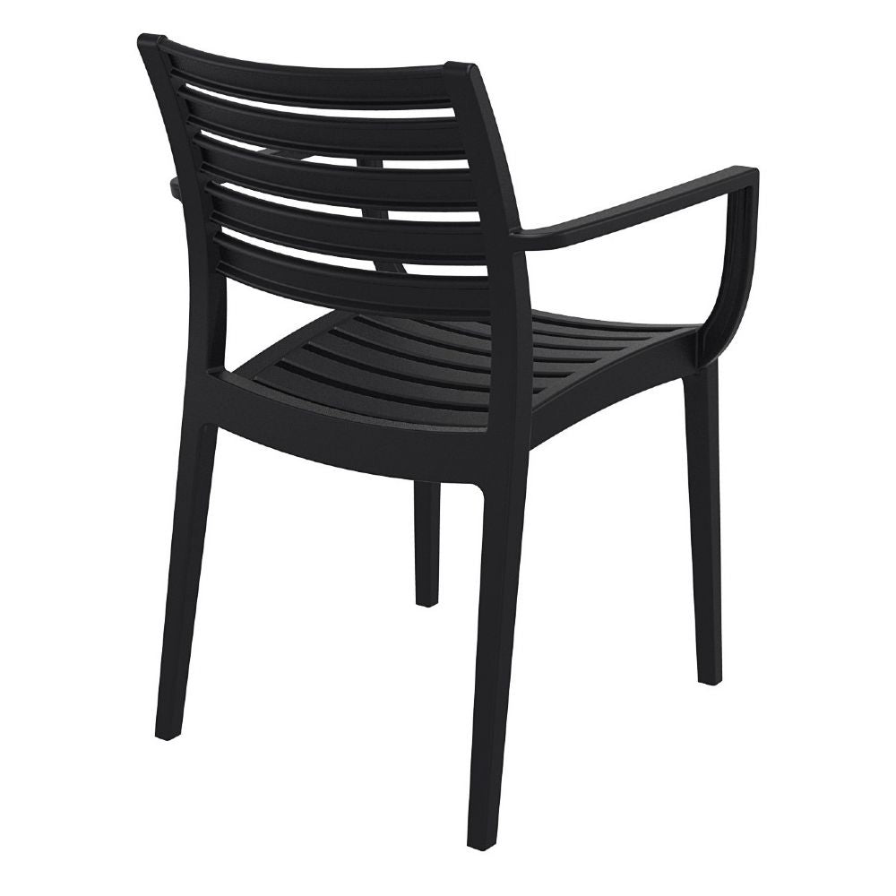 Commercial Resin Dining Arm Chair Black (2 Chairs)