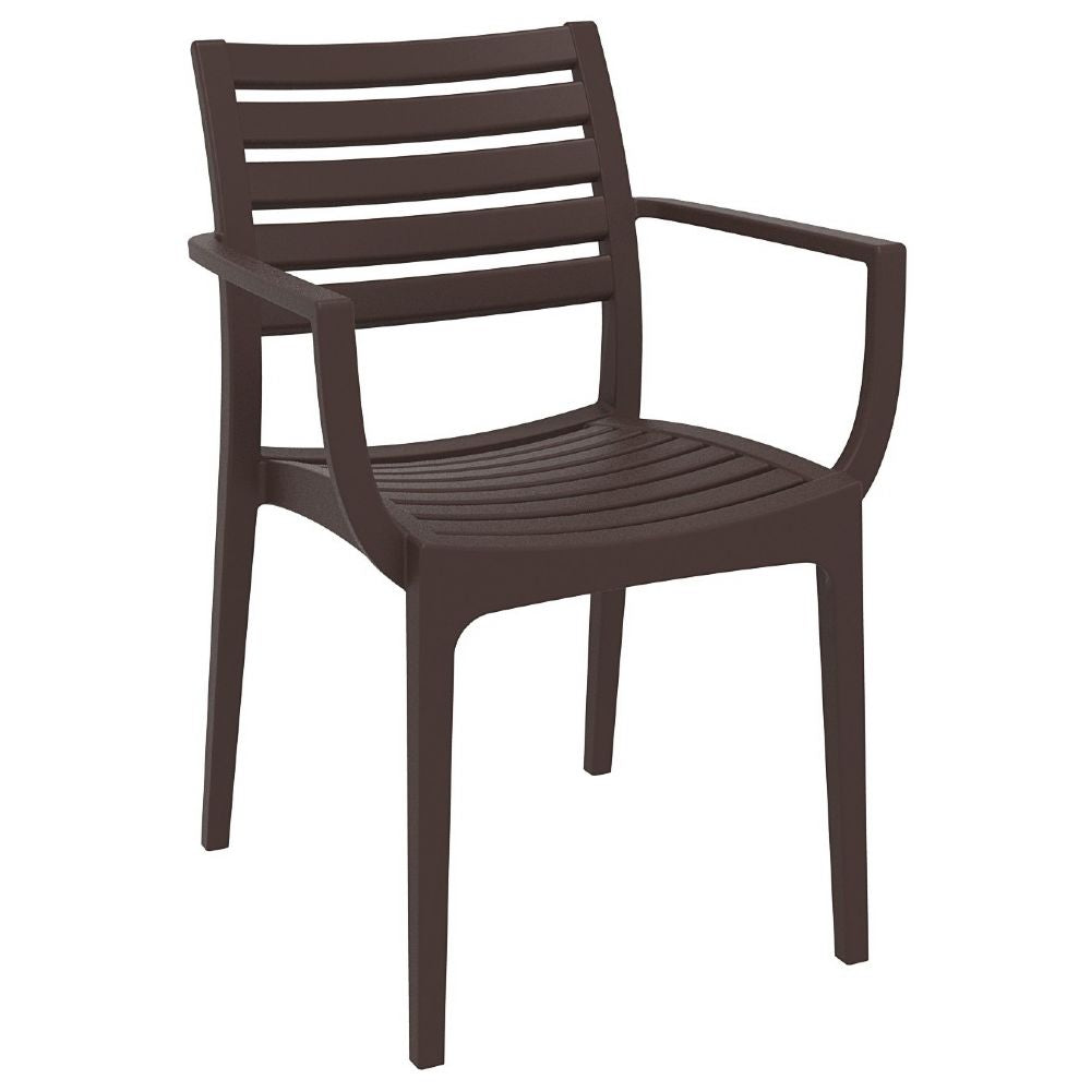 Commercial Resin Dining Arm Chair Brown (2 Chairs)