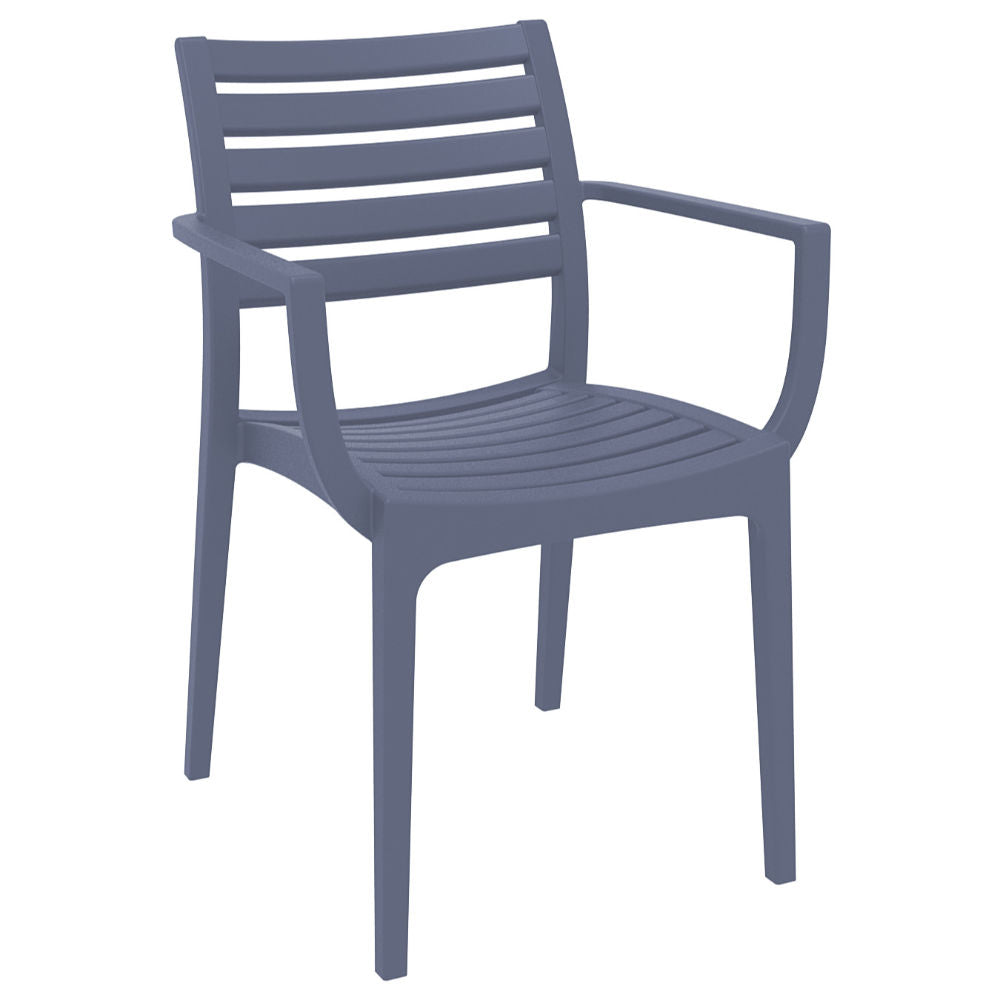 Artemis Commercial Resin Dining Arm Chair Dark Gray (2 Chairs)