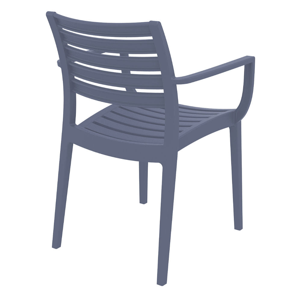 Artemis Commercial Resin Dining Arm Chair Dark Gray (2 Chairs)