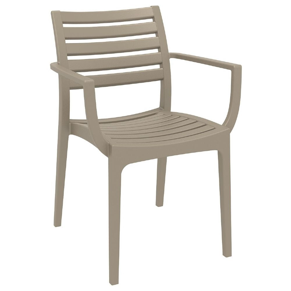 Artemis Commercial Resin Dining Arm Chair Taupe (2 Chairs)