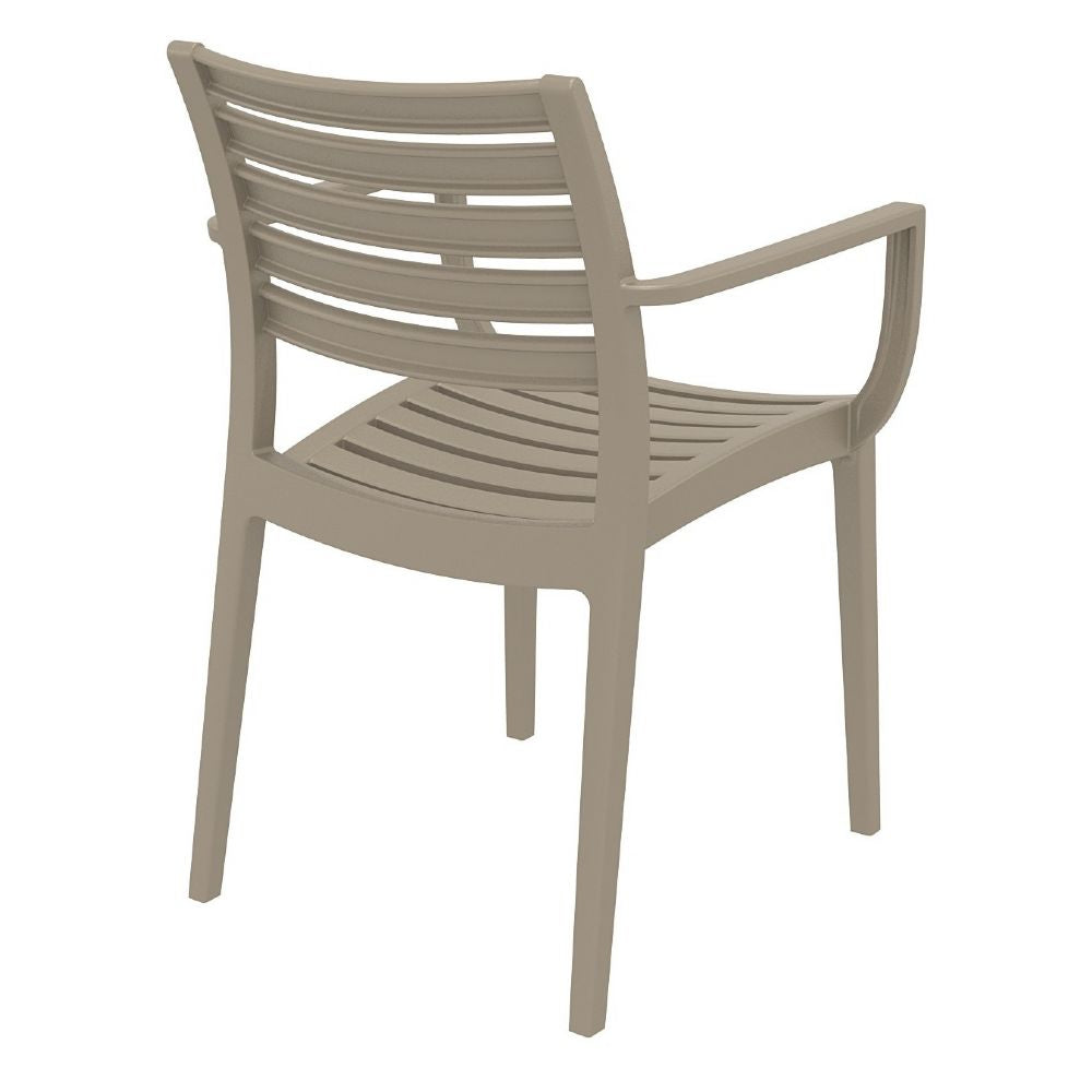 Artemis Commercial Resin Dining Arm Chair Taupe (2 Chairs)