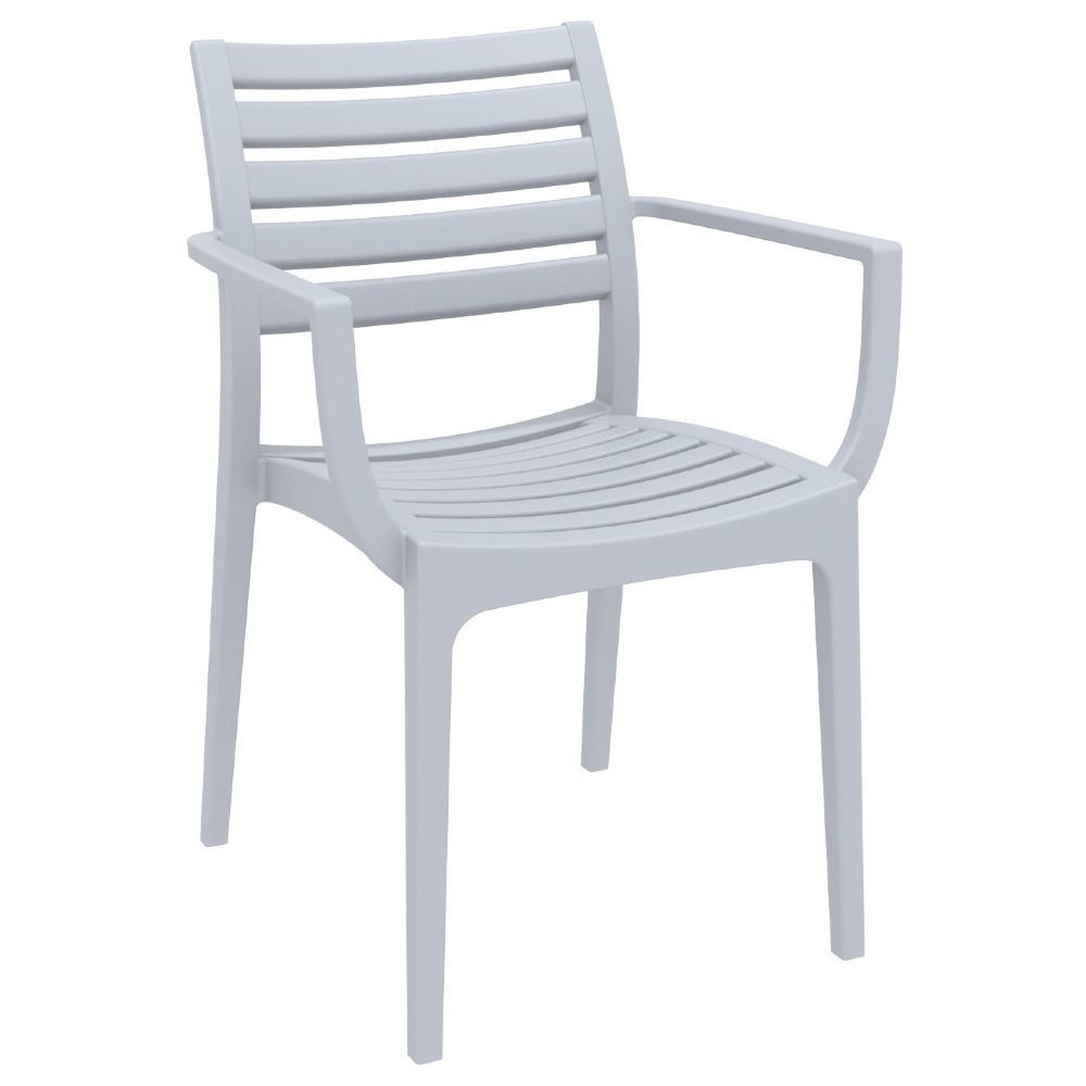 Artemis Commercial Resin Dining Arm Chair Silver Gray (2 Chairs)