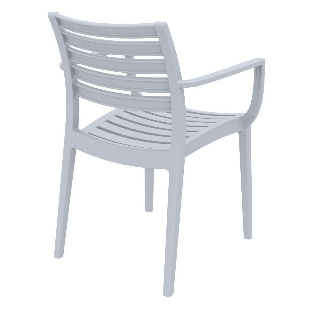 Artemis Commercial Resin Dining Arm Chair Silver Gray (2 Chairs)