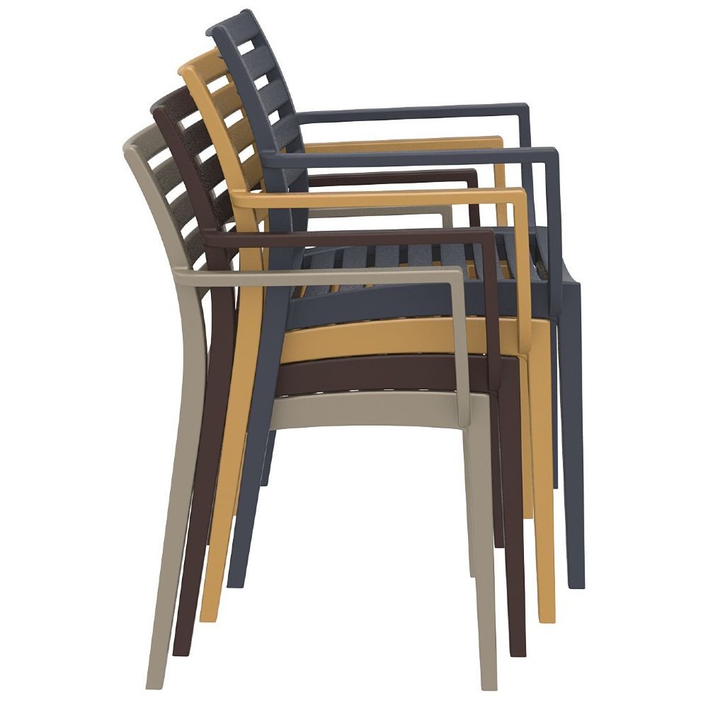 Artemis Commercial Resin Dining Arm Chair Dark Gray (2 Chairs)