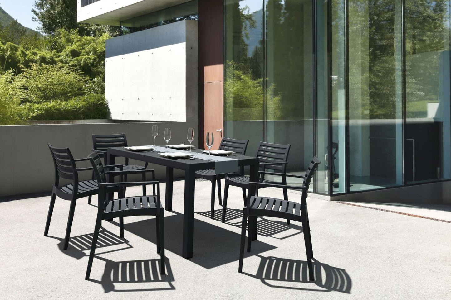 Commercial Resin Dining Arm Chair Black (2 Chairs)