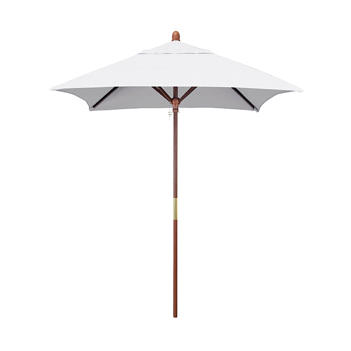 6' Square Commercial Wood Market Umbrella With Sunbrella Fabric