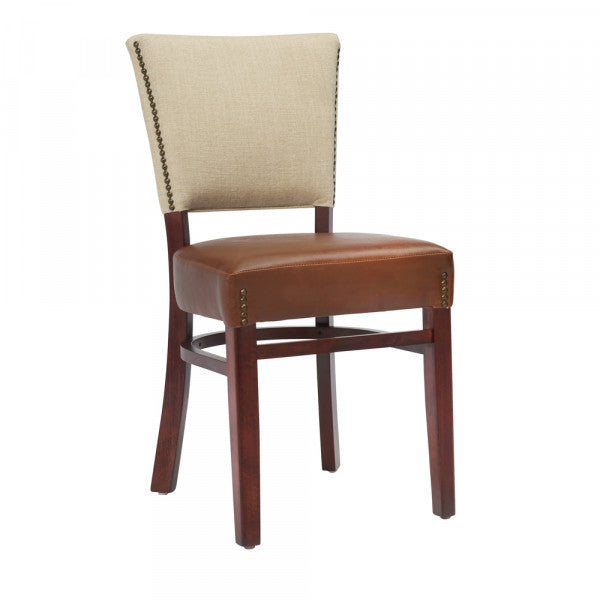 Designer Wood Dining Chair W/Fully Upholstered Seat & Back