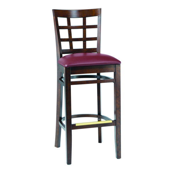 Checker Back Wood Bar Stool