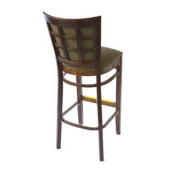 Checker Back Wood Bar Stool W/ Padded Back