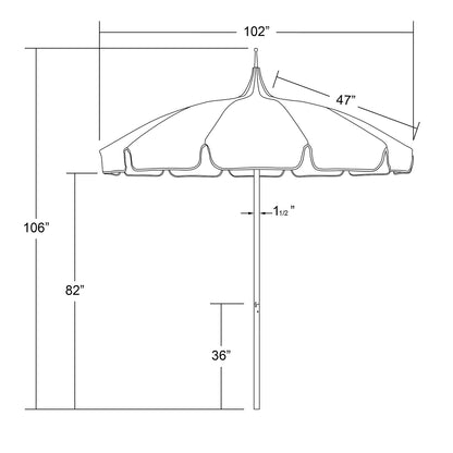 Classic Cut 8.5' Commercial Aluminum & Fiberglass Pagoda Patio Umbrella With Sunbrella Fabric