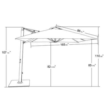 10' Square Commercial Cantilever Umbrella with Galvanized Steel Base Included